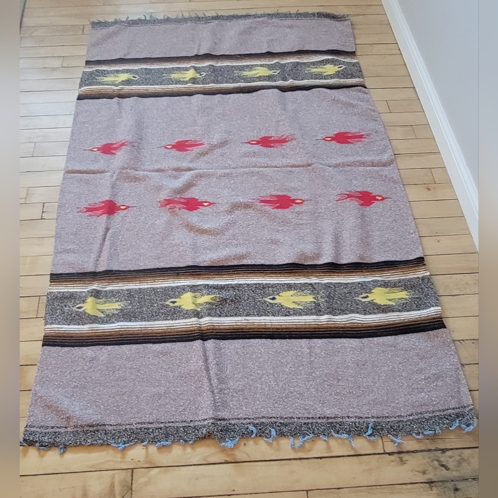 Vintage Hand-Woven Wool Blanket